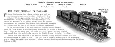 1925: "The First Pullman in England", Hornby