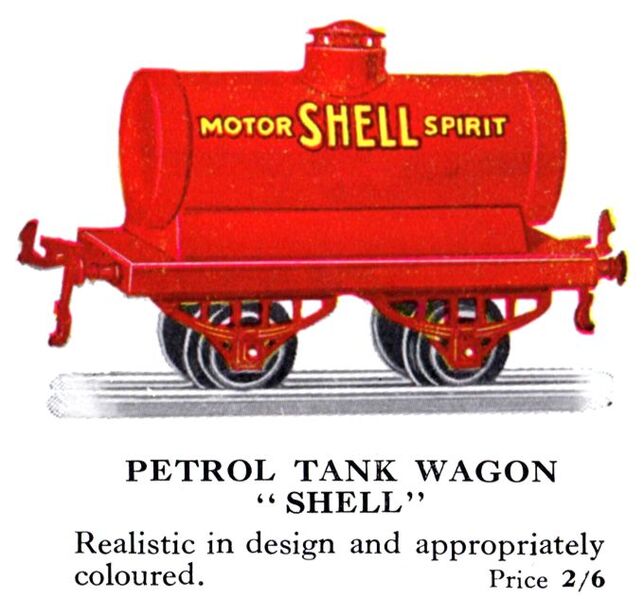 File:Hornby Petrol Tank Wagon 'Shell' (1928 HBoT).jpg