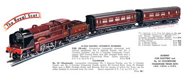 1938: Hornby No.3 Royal Scot train set, catalogue image