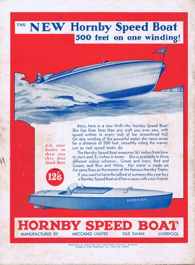 July 1932: "Launch" of the original Hornby Speed Boat, 1932