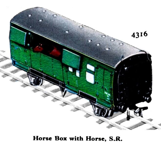 File:Horse Box with Horse SR, Hornby Dublo 4316 (HDBoT 1959).jpg