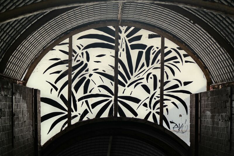 File:Hove Station, botanical decorations, footbridge window (Brighton 2014).jpg