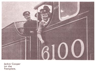 America child actor Jackie Coogan, on the footplate of the Royal Scot