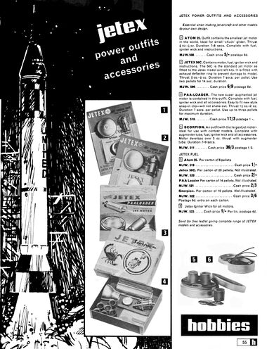 1967: Jetex rocket engines and accessories