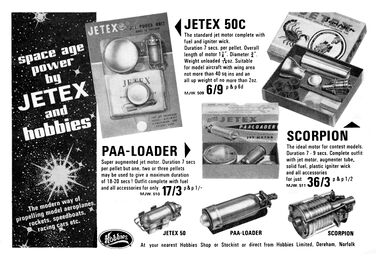 1967: "Space age power by Jetex and Hobbies"