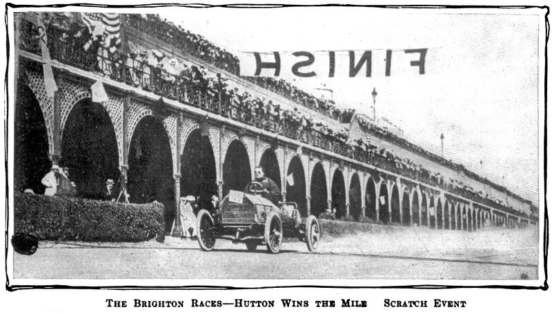 File:John Ernest Hutton passes the Finish Line, Brighton Speed Trials (MotorAge 1905-08-10).jpg