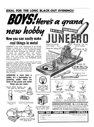 A full-page Juneero advert from November 1939: "Ideal for the long blackout evenings"
