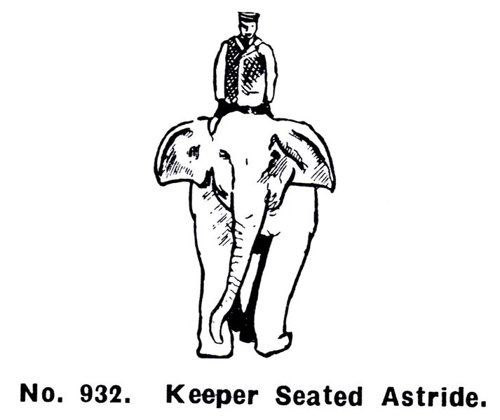 File:Keeper Seated Astride, Britains Zoo No932 (BritCat 1940).jpg