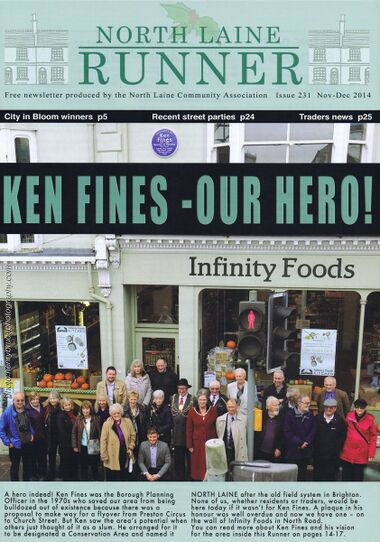 Ken Fines tribute, Front cover of the North Laine Runner, North Laine Community Association (NLCA)