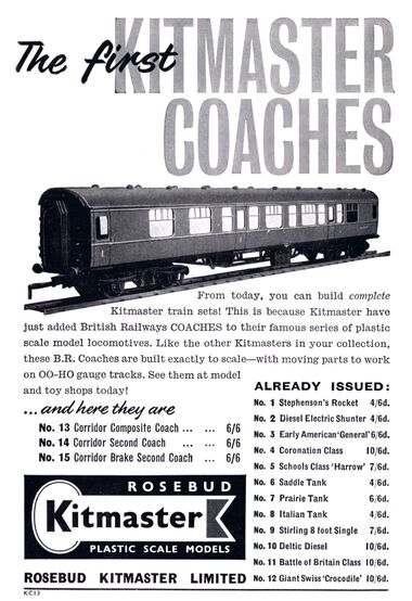 1960 April: First Kitmaster Coaches introduced, Nos.13-15