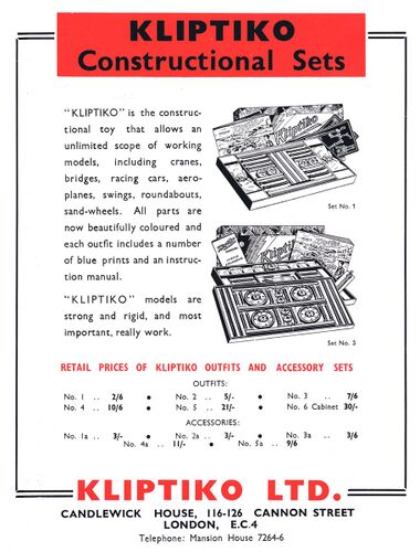 1939: Full-page advert in Games and Toys