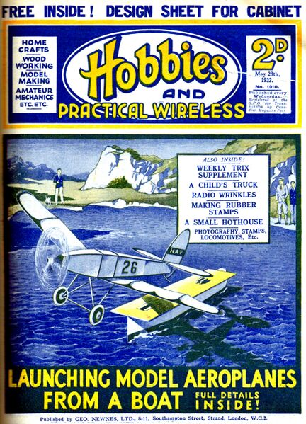 File:Launching Model Aeroplanes from a Boat, Hobbies no1910 (HW 1932-05-28).jpg