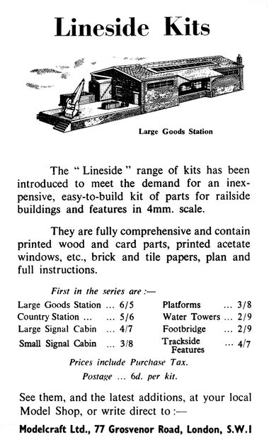 Advert for Lineside Kits, from one of Edward Beal's books