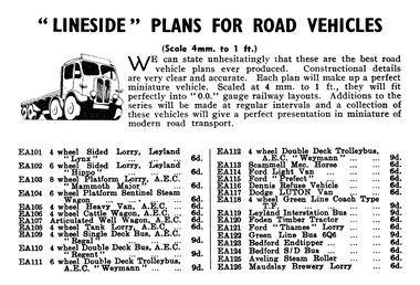 1948: Catalogue entry for Lineside vehicle plans