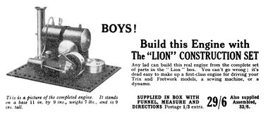 1933: "Lion" stationary steam engine Kit