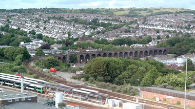2014: London Road Viaduct, aerial view showing the viaduct curve