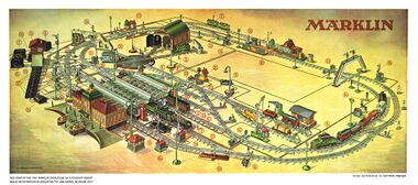 1931: Märklin model railway layout poster, with product key