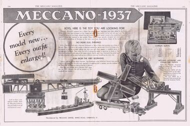 Meccano double-page advert, 1937