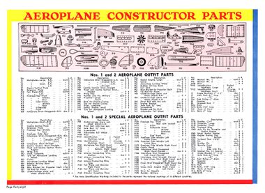 1935 "special parts" list for Aeroplane Constructor