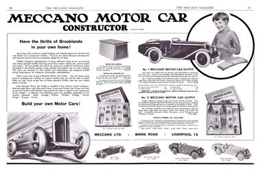 1933: "Have the thrills of Brooklands in your own home!", Meccano Motor Car Constructor