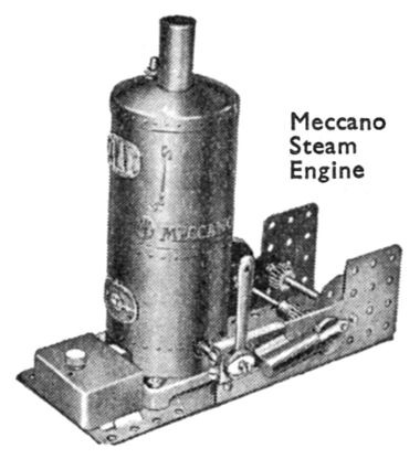1934: Meccano Steam Engine advertising image, 1929 version with embossing