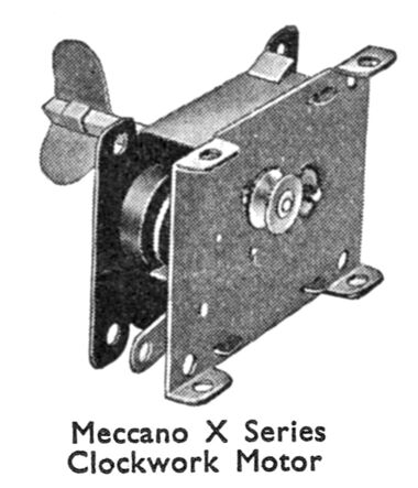 The Meccano X Series Clockwork Motor (which later became the Meccano "Magic Motor")