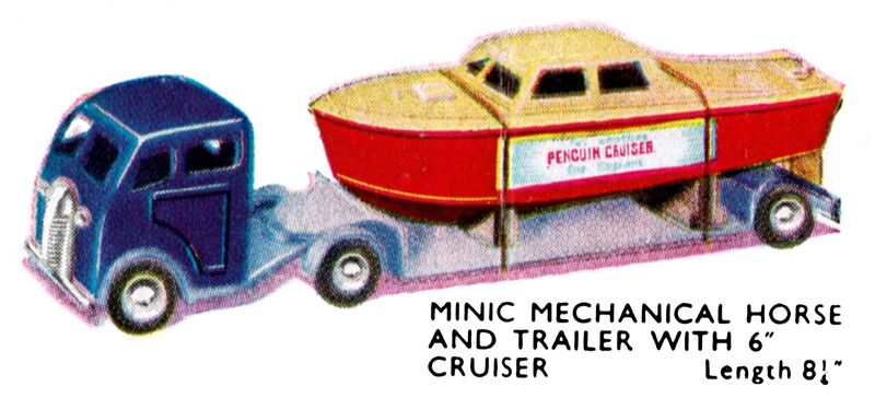 File:Mechanical Horse and Trailer with 6in Cruiser, Triang Minic (MinicCat 1950).jpg