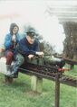 Michael Gilkes and Audrey Gilkes, riding locomotive GWR 2253 at Hove Park.jpg
