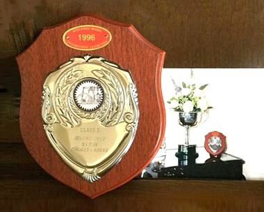 1996 Midland Model Engineering Exhibition award shield, for Class 3 (Locomotives 5, 7¼ and above), John William Airton