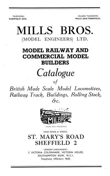 Mills Bros (Model Engineers) Ltd., Model Railway and Commercial Model Builders