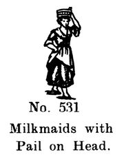 Milkmaids with Pail on head, Britains Farm 531 (BritCat 1940).jpg