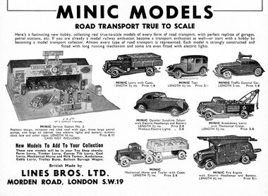 A Minic Models advert from 1939