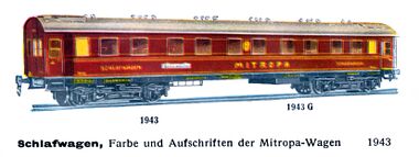 1939: 40cm-series Mitropa Schlafwagen (Sleeping Car) 1943