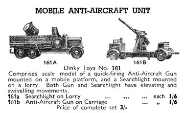 1939: Mobile Anti-Aircraft Unit, Dinky Toys 161