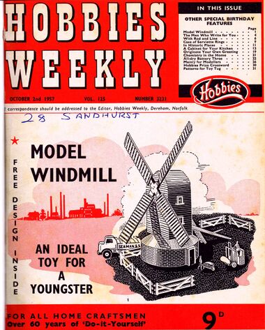 1957: Model windmill, Hobbies Weekly