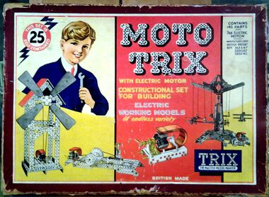 Box for a "MotoTrix" motorised construction set