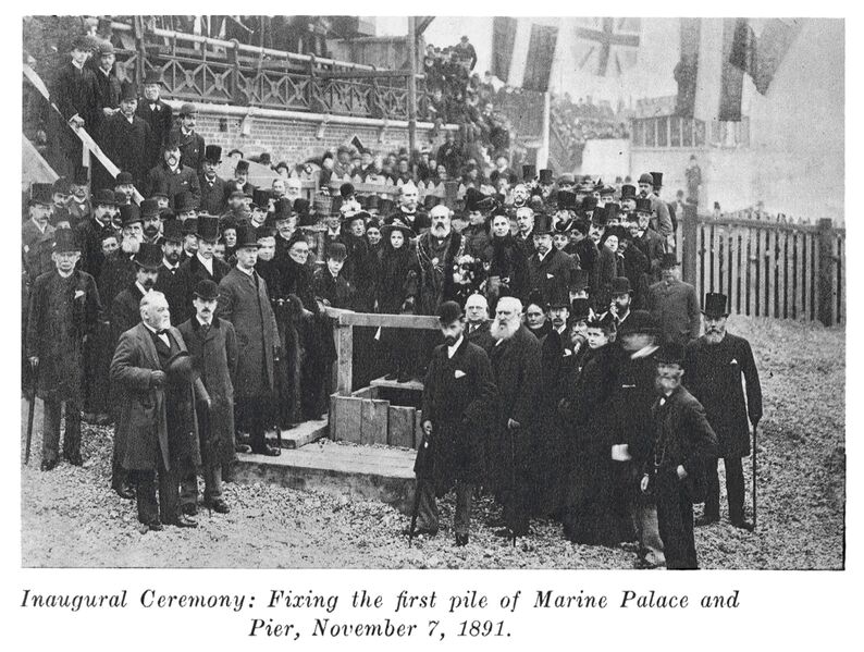 File:Palace Pier Brighton, Inaugural Ceremony 1891 (RoyalJubileeSP 1935).jpg