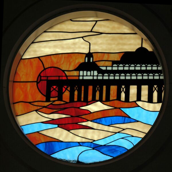 File:Pier at sunset (stained glass at Brighton Palace Pier).jpg
