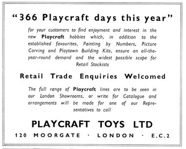Playcraft trade advert, 1956