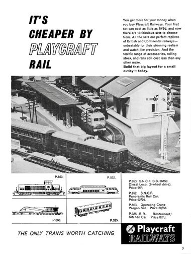 1966: "It's Cheaper by PLAYCRAFT Rail", full-page advert