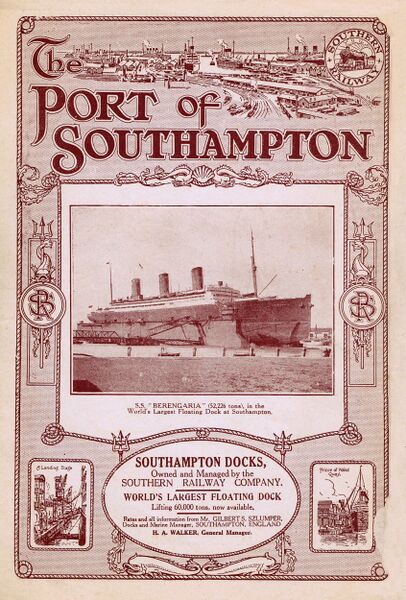 File:Port of Southampton, SS Berengaria, Southern Railway (TRM 1925-01).jpg