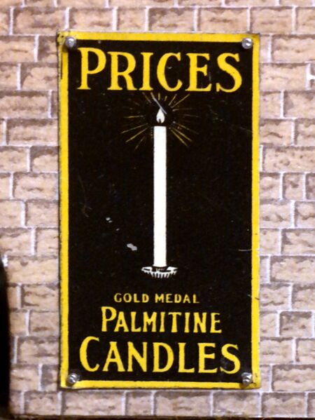 File:Prices Palmitine Candles, enamelled tinplate miniature poster.jpg