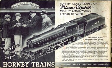 Full-page advert for the Hornby Princess Elizabeth loco, from a Meccano No.9/No.10 manual