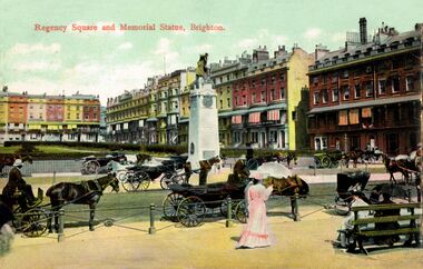 1904-1908: "Regency Square and Memorial Statue". The Boer War memorial was completed in 1904, the postcard is postmarked 1908