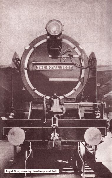 1933: Royal Scot fitted out with a bell and headlamp, ready for the US tour