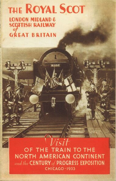 1933: Cover of a leaflet promoting the Royal Scot at Chicago
