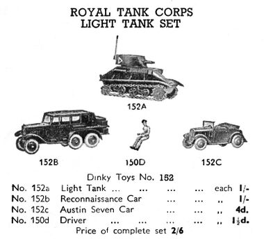 1939: Royal Tank Corps Light Tank Set, Dinky Toys 152