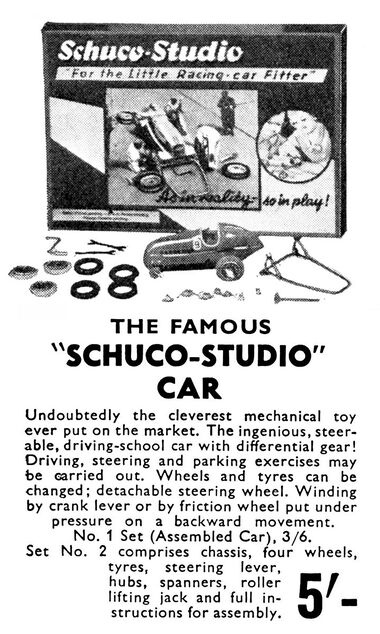 1936: "Schuco Studio" constructional racing car advert