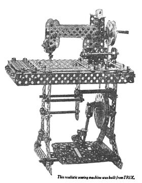 1932: A model sewing machine built using the Trix metal construction set