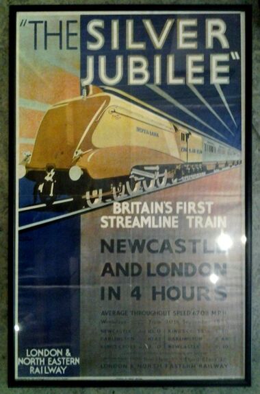 1935: Poster for the The Silver Jubilee streamlined express train service, showing 2509 Silver Link
